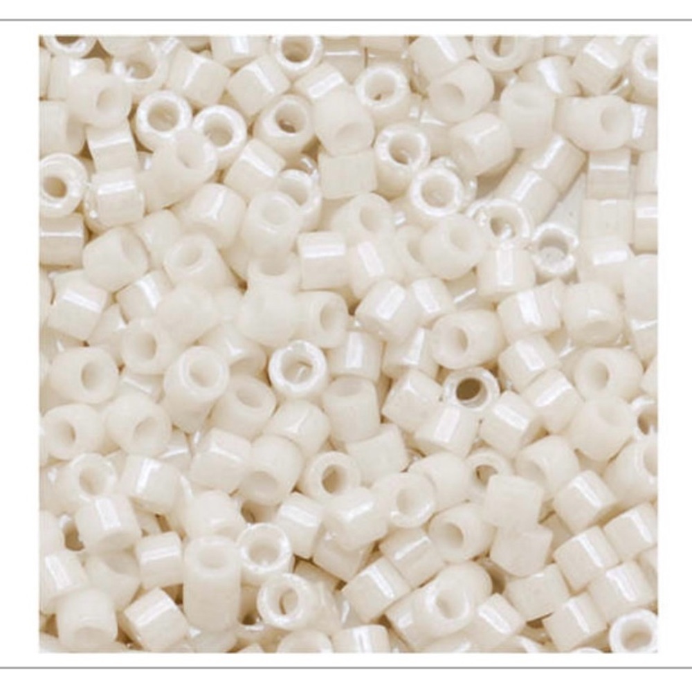 Miyuki 11/0 Opaque Pearl Alabaster & Opaque White Delica Seed  2.5-Inch Tube